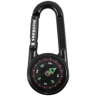 Munkees - Carabiner Compass With Thermometer Black
