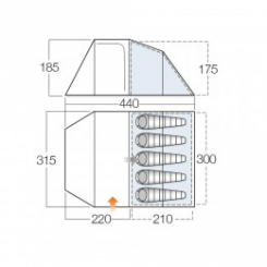 Vango - Σκηνή 5 Ατόμων Skyw 500 Green Treetops