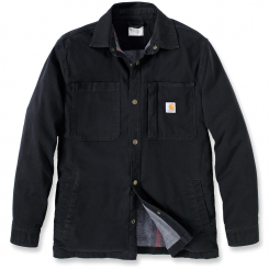 Carhartt - Rugged Flex Relaxed Fit Canvas Fleece Lined Snap Front Shirt Jacket Black