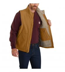 Carhartt - Washed Duck Sherpa Lined Mock Neck Vest Brown