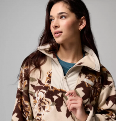 Columbia - W Sequoia Grove Printed Half Zip Dark Stone Blossoming