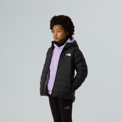 The North Face - Girl's Reversible Perrito Hooded Jacket TNF Black/Smoked Pearl