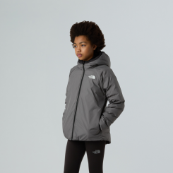 The North Face - Girl's Reversible Perrito Hooded Jacket TNF Black/Smoked Pearl