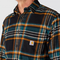Carhartt - Rugged Flex Relaxed Fit Midweight Flannel Long Sleeve Plaid Shirt Black