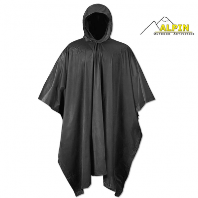 Alpin - Waterproof PVC Poncho 137*203cm Black