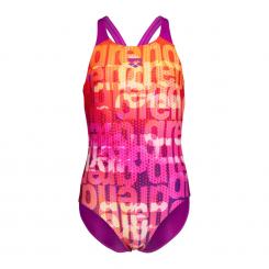 Arena - Girl's Multi Colours Swimsuit V Back Pink Multi/Very Fuschia