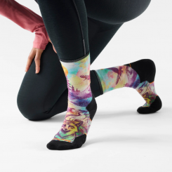 Smartwool - W Trail Run Serene Peak Print Crew Socks Dusty Teal