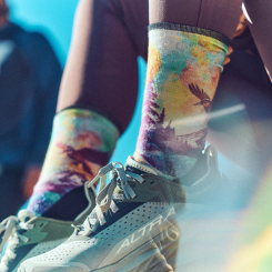 Smartwool - W Trail Run Serene Peak Print Crew Socks Dusty Teal