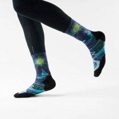 Smartwool - Trail Run Treeline Print Crew Socks Deep Navy