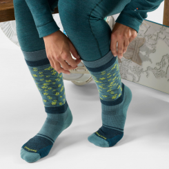 Smartwool - W Snowboard Wild Blossom Over The Calf Socks Dusty Teal