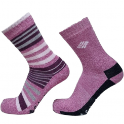 Columbia - Moisture Control Stripe Crew Socks 2 Pack Pink Ice