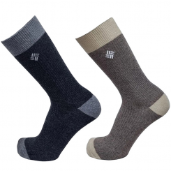 Columbia - Fundamental Basic Rib Crew Socks 2 Pack Charcoal/Brown